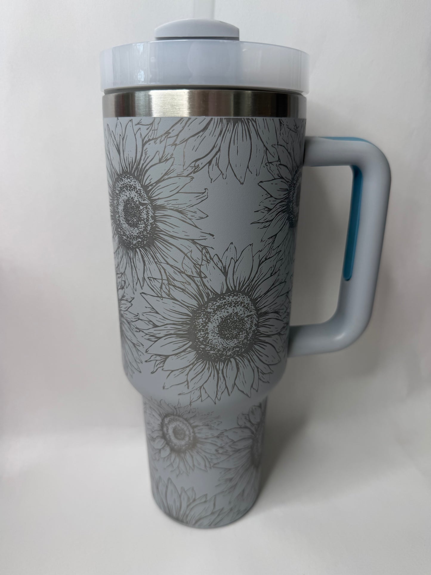 Gray sunflower 40oz tumbler