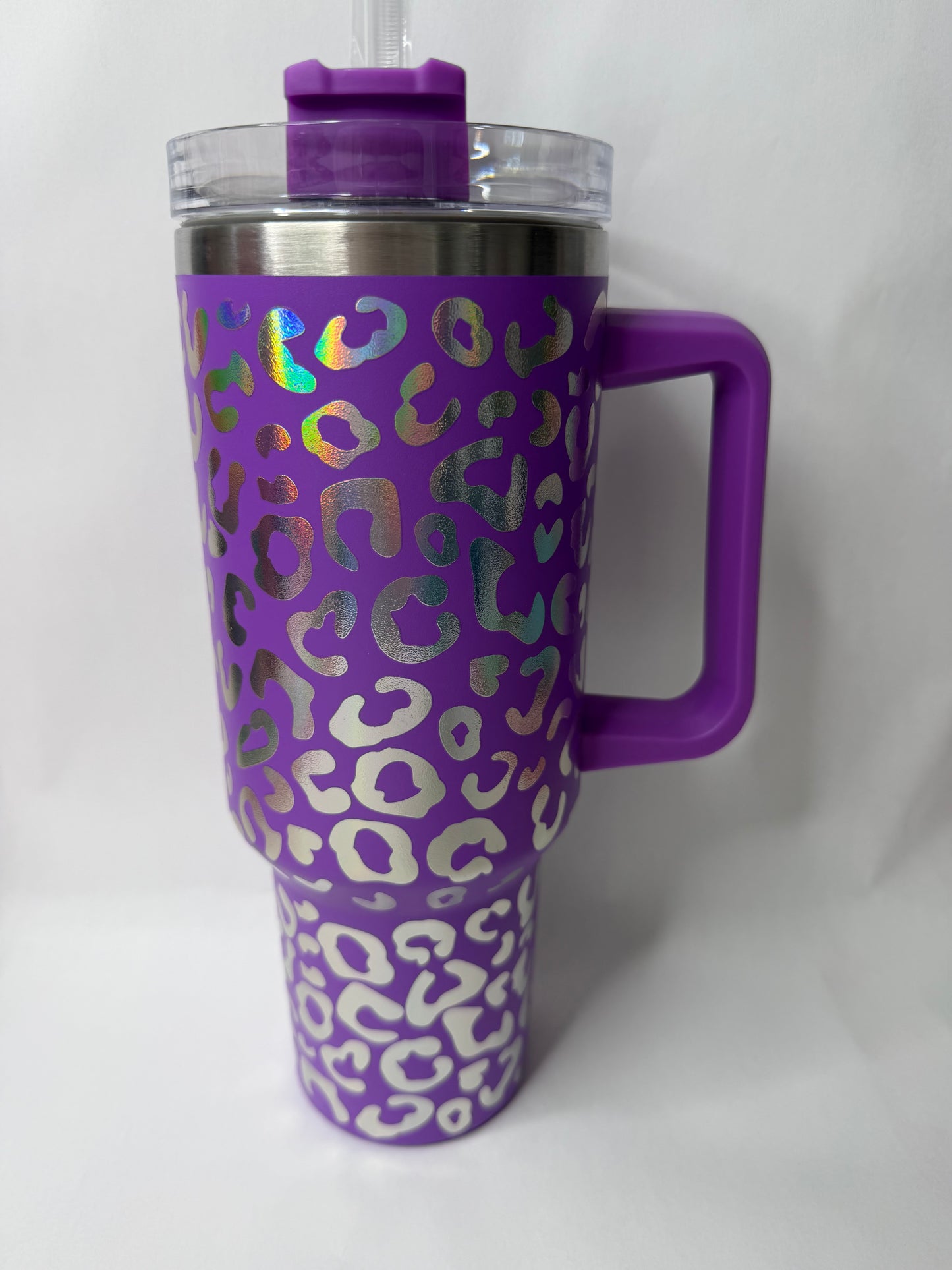 Purple cheetah 40oz tumbler