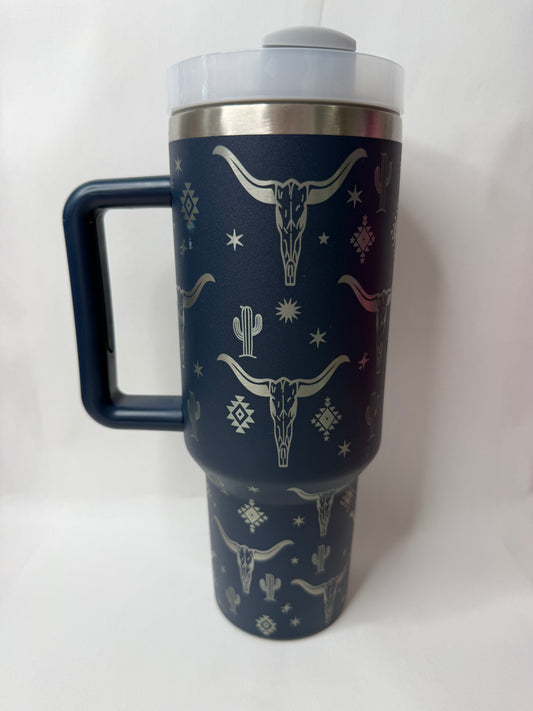 Navy western 40oz tumbler
