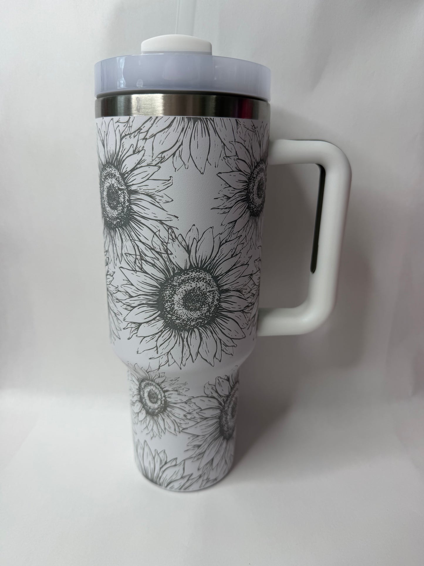 White sunflower 40oz tumbler