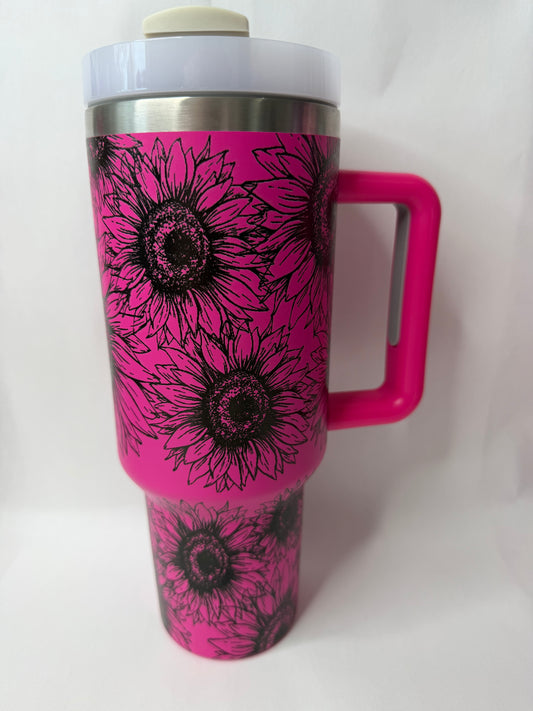 Pink sunflower 40oz tumbler