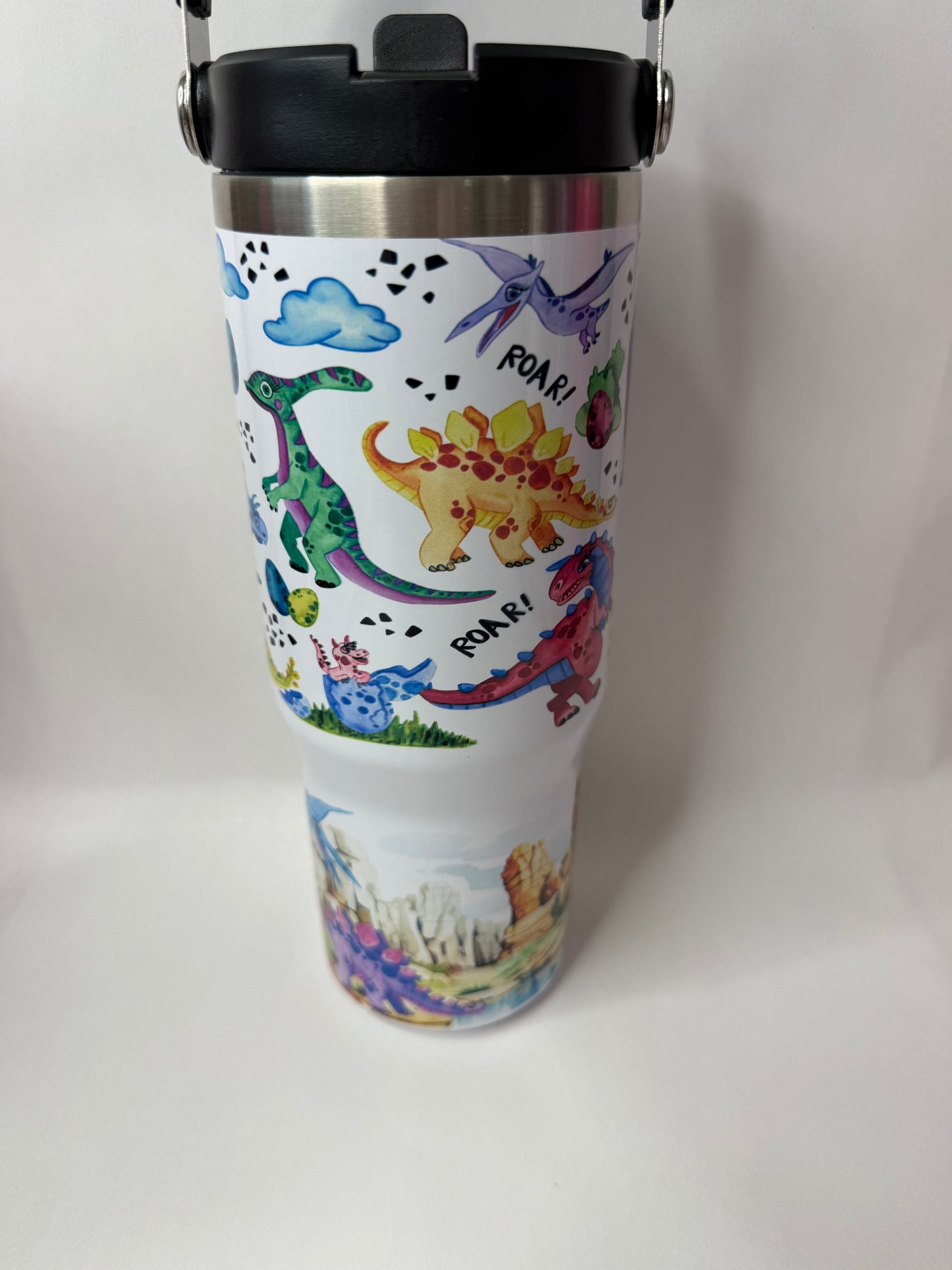 Dino 30oz tumbler with leak proof lid