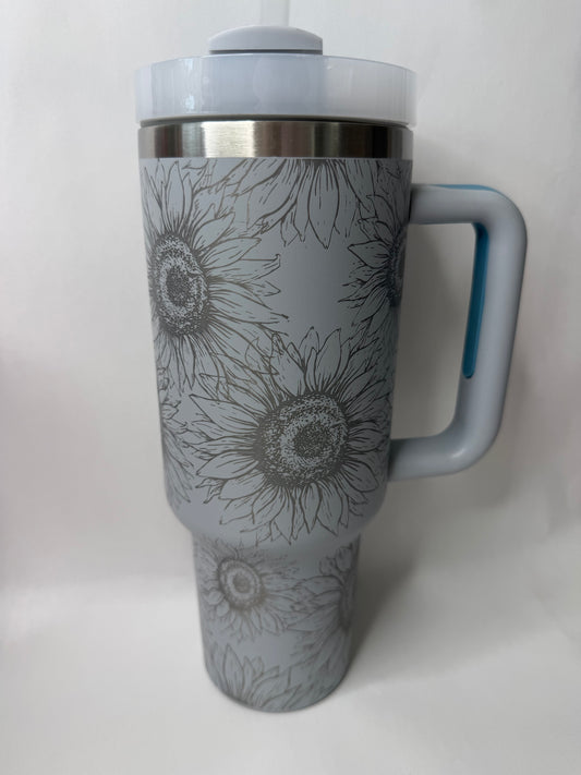 Gray sunflower 40oz tumbler