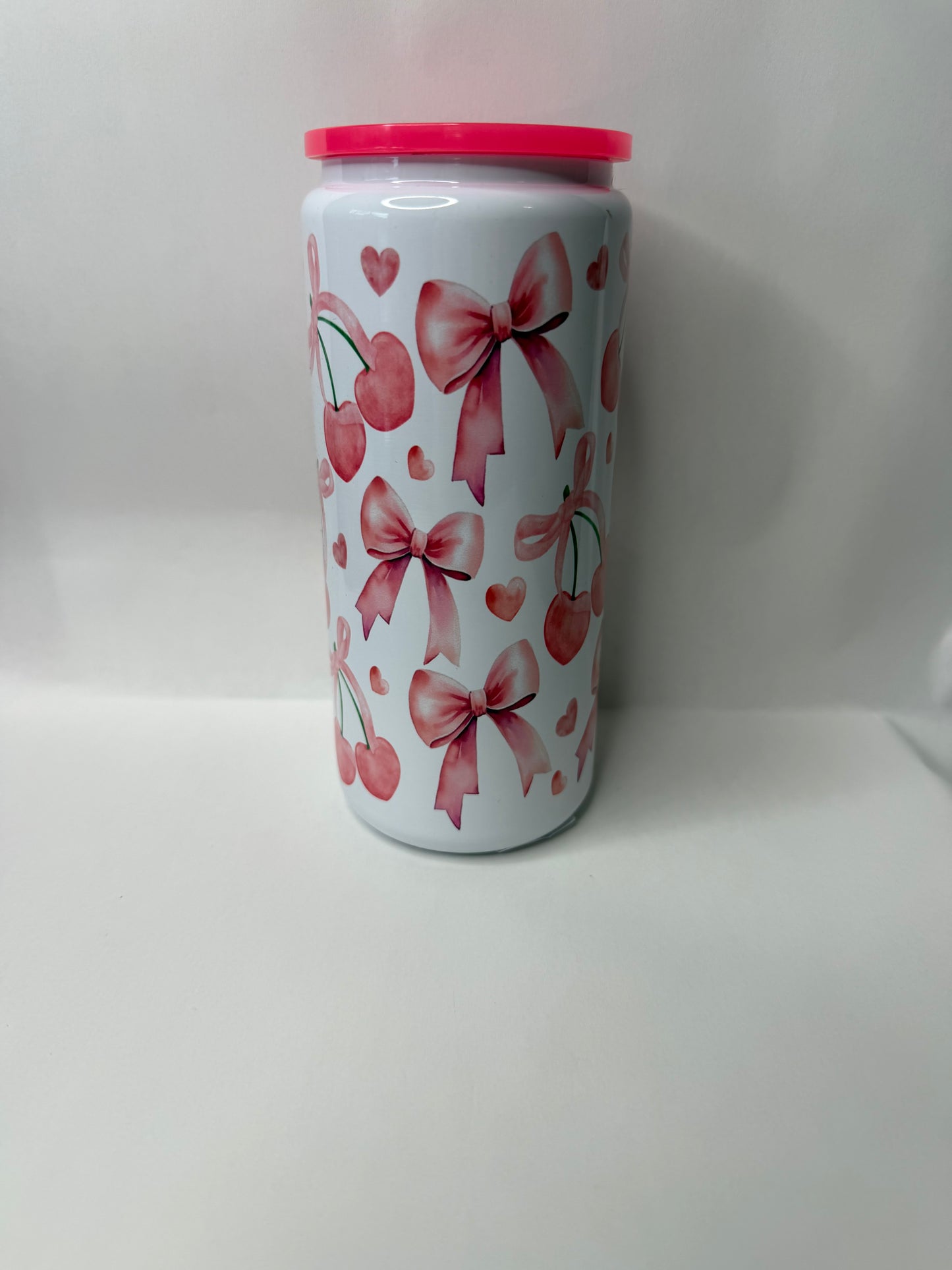 bows and cherry 16oz metal can