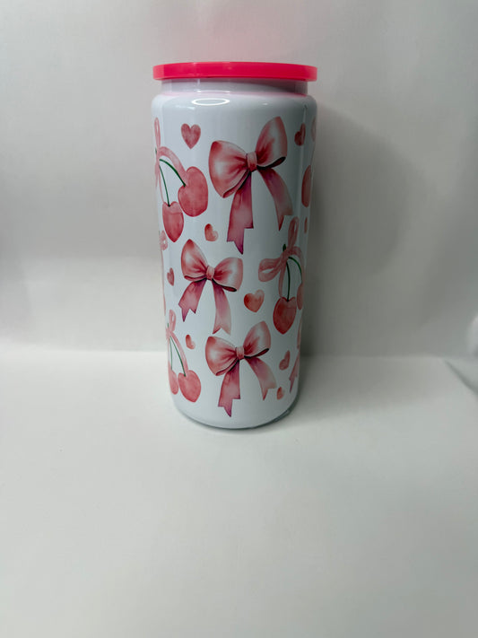 bows and cherry 16oz metal can