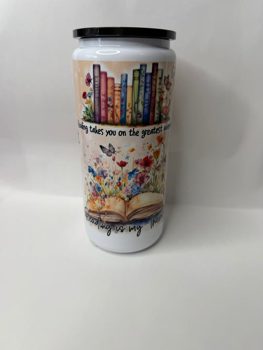 bookish 16oz metal can