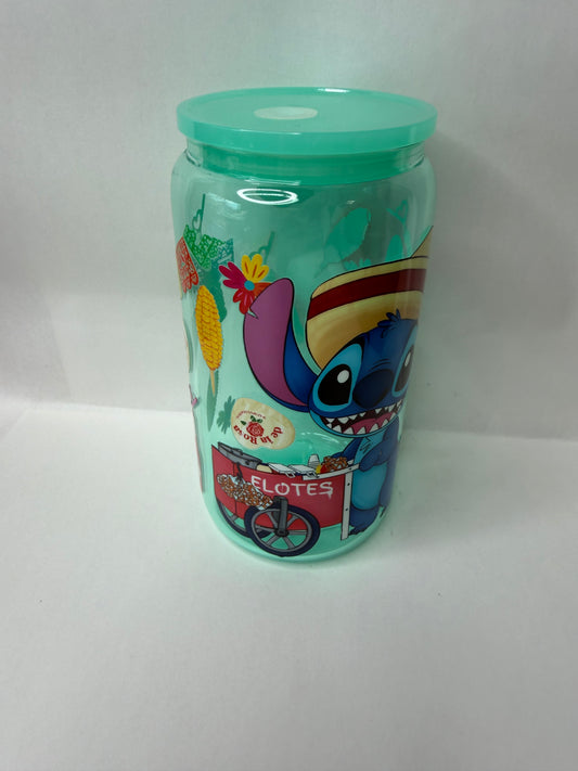 mexican stitch 16oz glass can