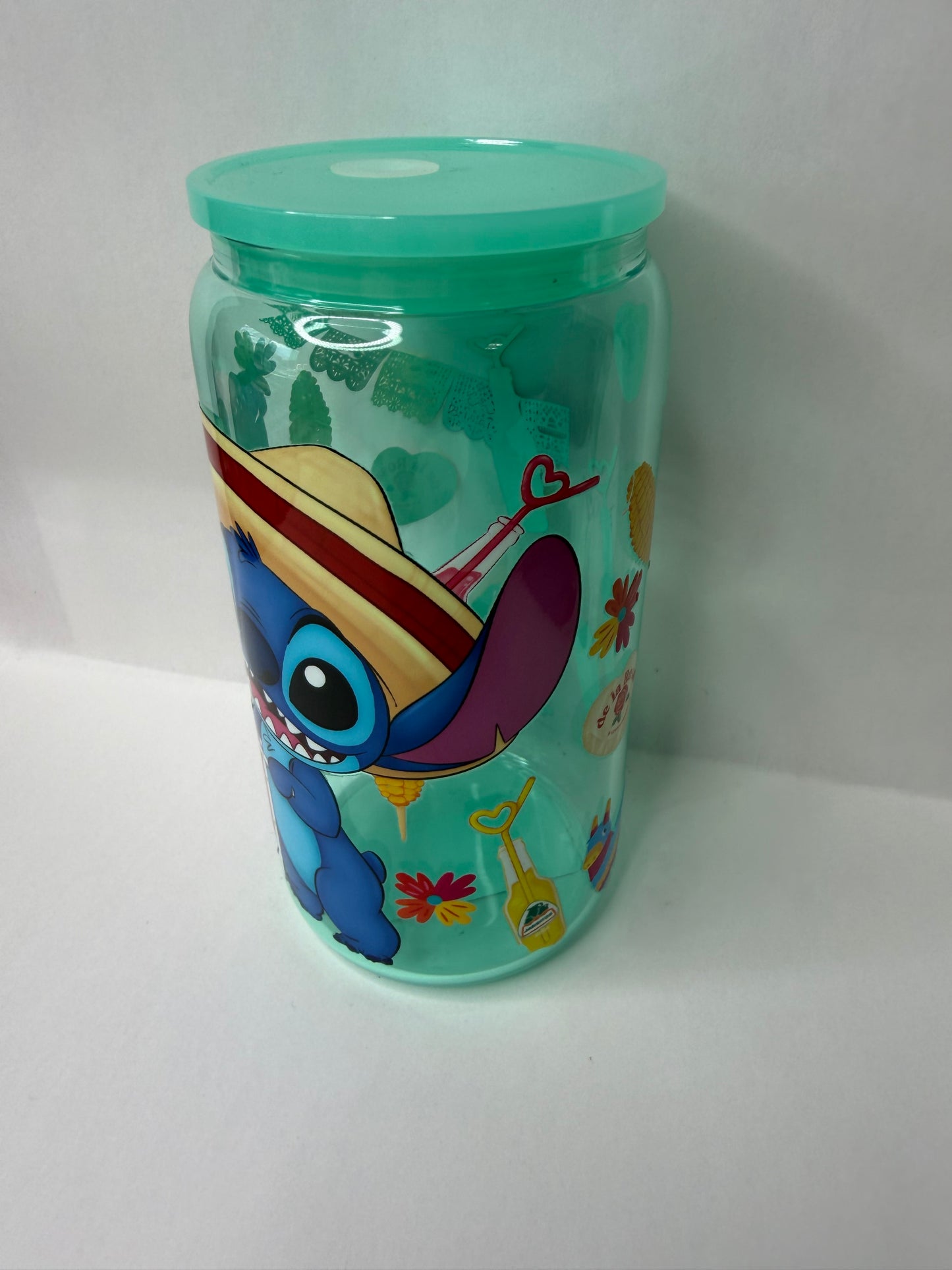 mexican stitch 16oz glass can