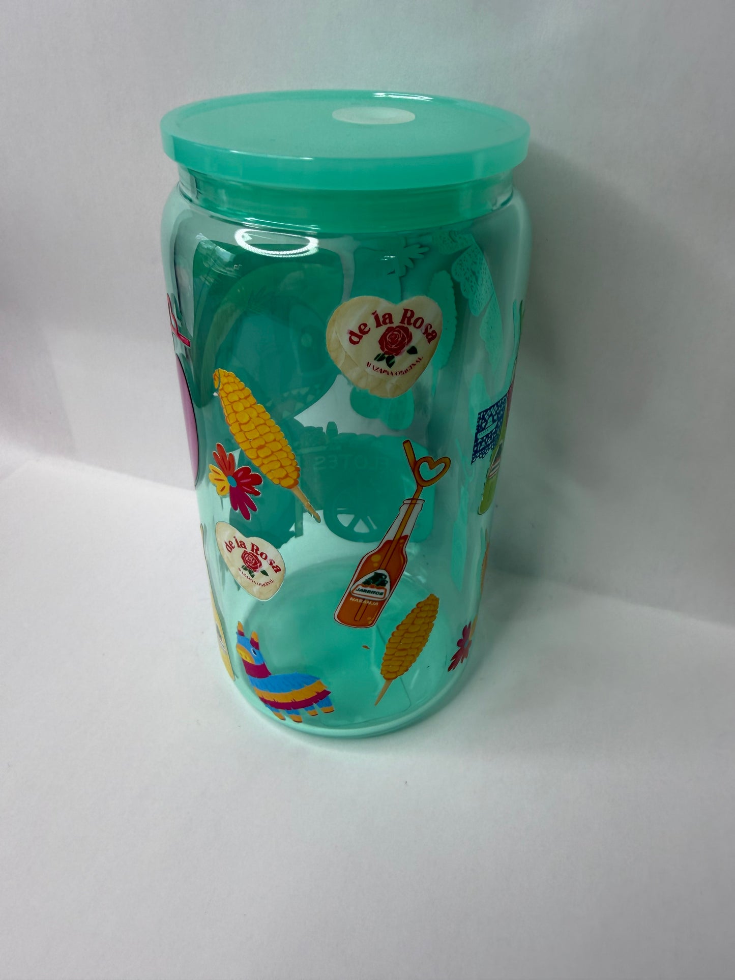 mexican stitch 16oz glass can