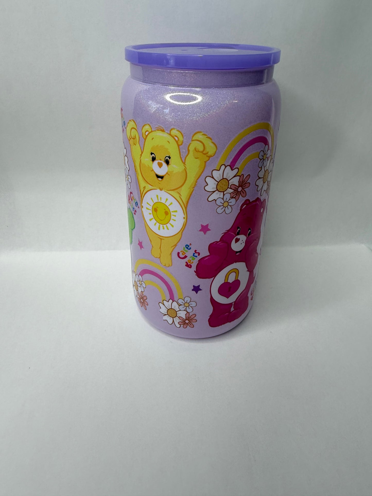 care bear 16oz glass can