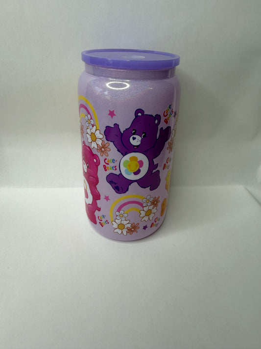 care bear 16oz glass can