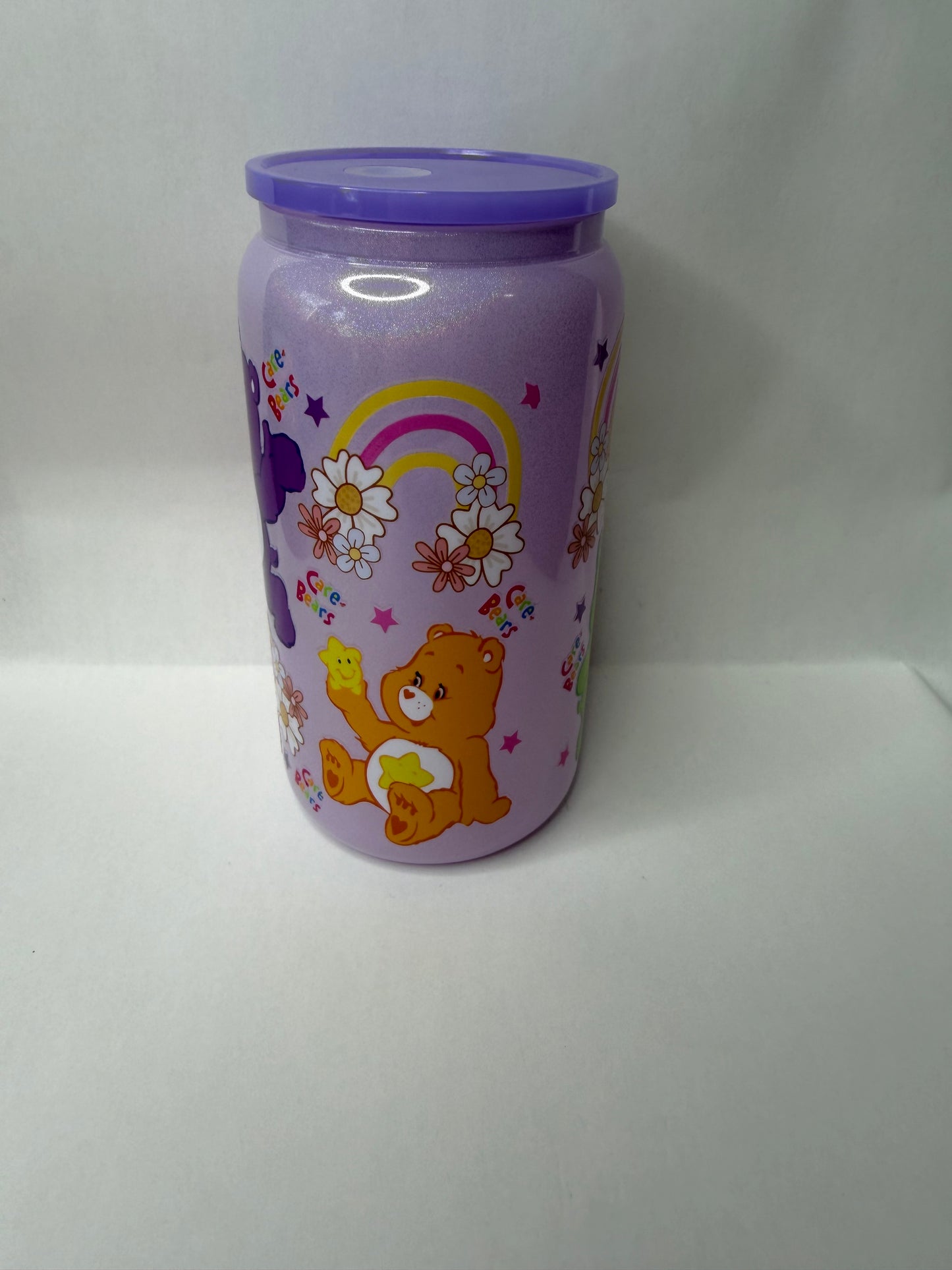 care bear 16oz glass can