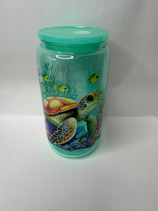 sea turtle 160oz glass can