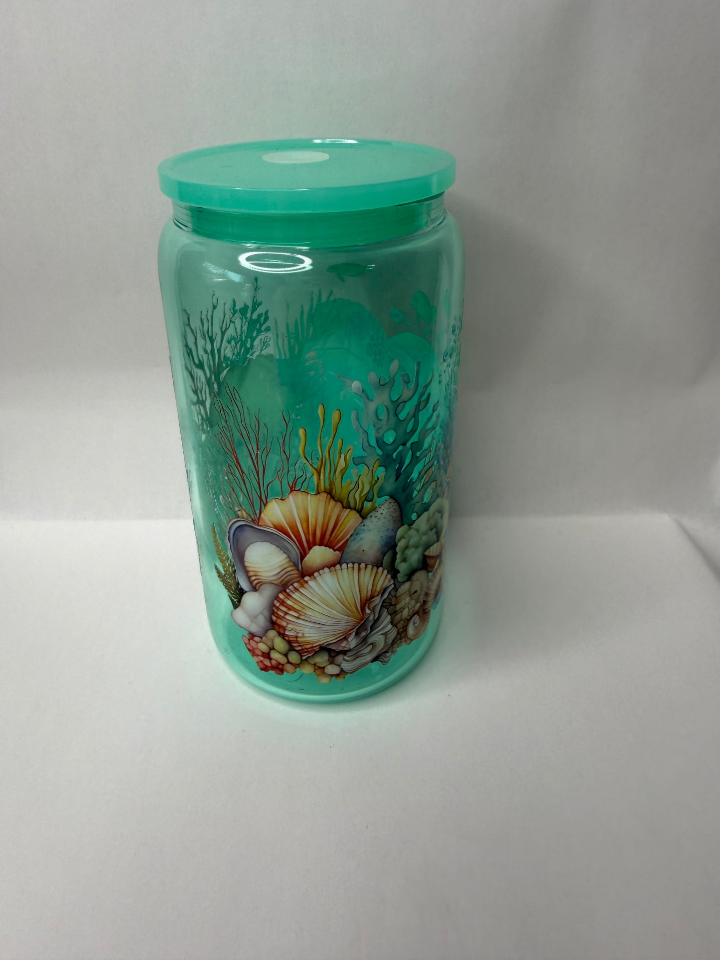 sea turtle 160oz glass can