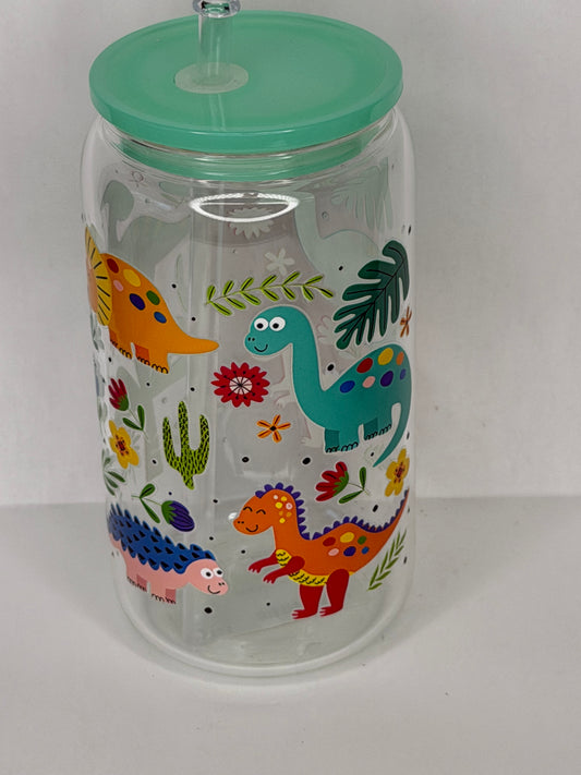 dino glass can 16oz