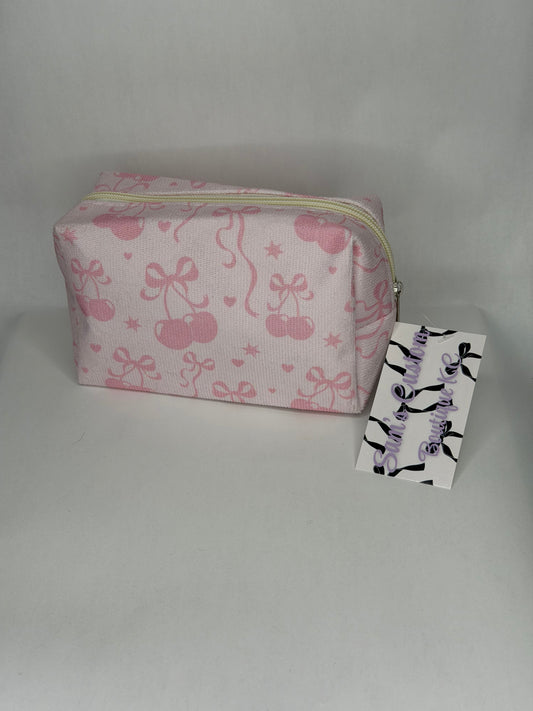 cherrys and bows makeup bag