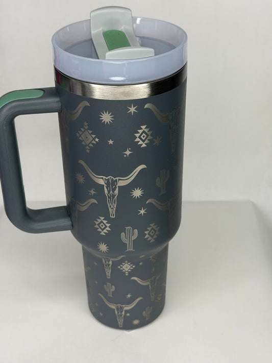 Gray western 40oz tumbler