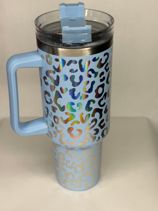 Baby blue cheetah 40oz tumbler