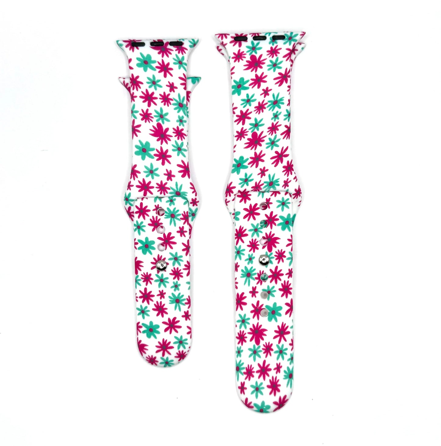 teal and pink daisy Apple Watch