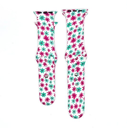 teal and pink daisy Apple Watch